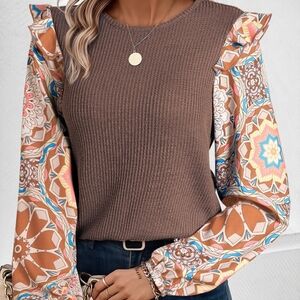 Sweet Flutter Blouse - Brown